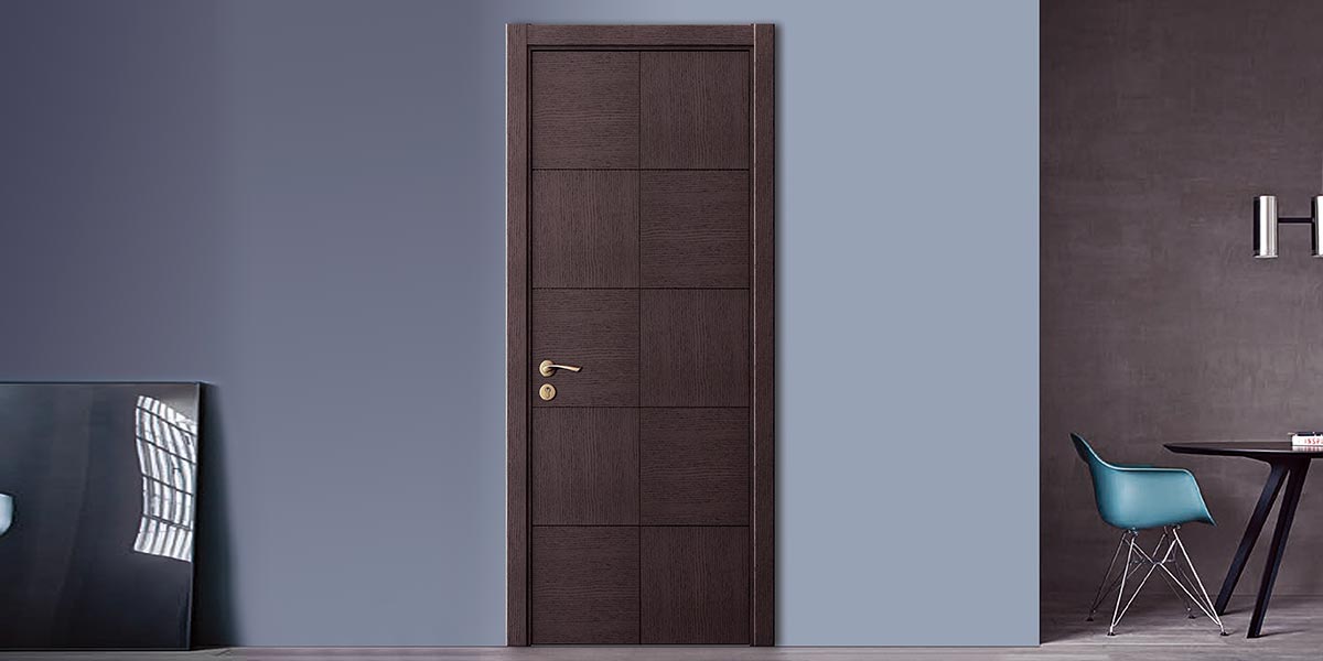 Modern Dark Wood Veneer Internal Door