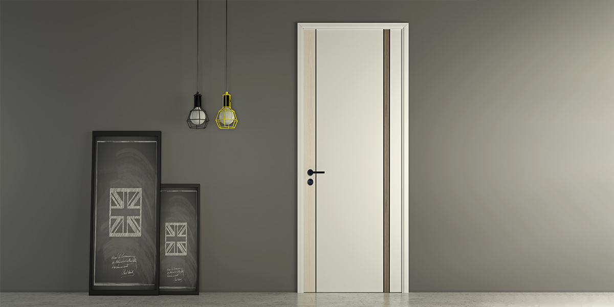 PVC Interior Door in White and Wood Tone Modern White Interior PVC Door