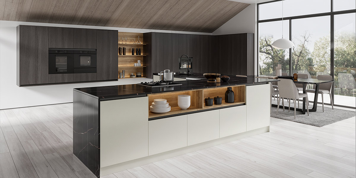 Kitchen Cabinets with Waterfall Edge Island Countertop Kitchen Cabinets with Waterfall Edge Island Countertop