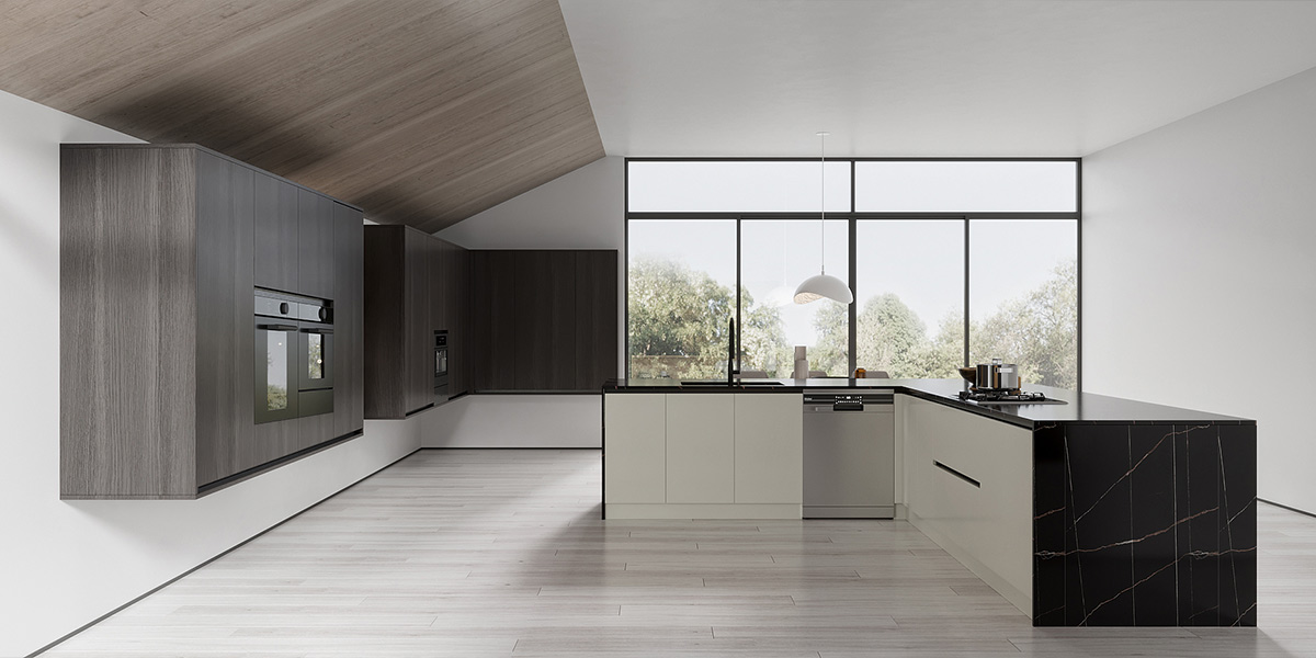 Kitchen Cabinets with Waterfall Edge Island Countertop Kitchen Cabinets with Waterfall Edge Island Countertop