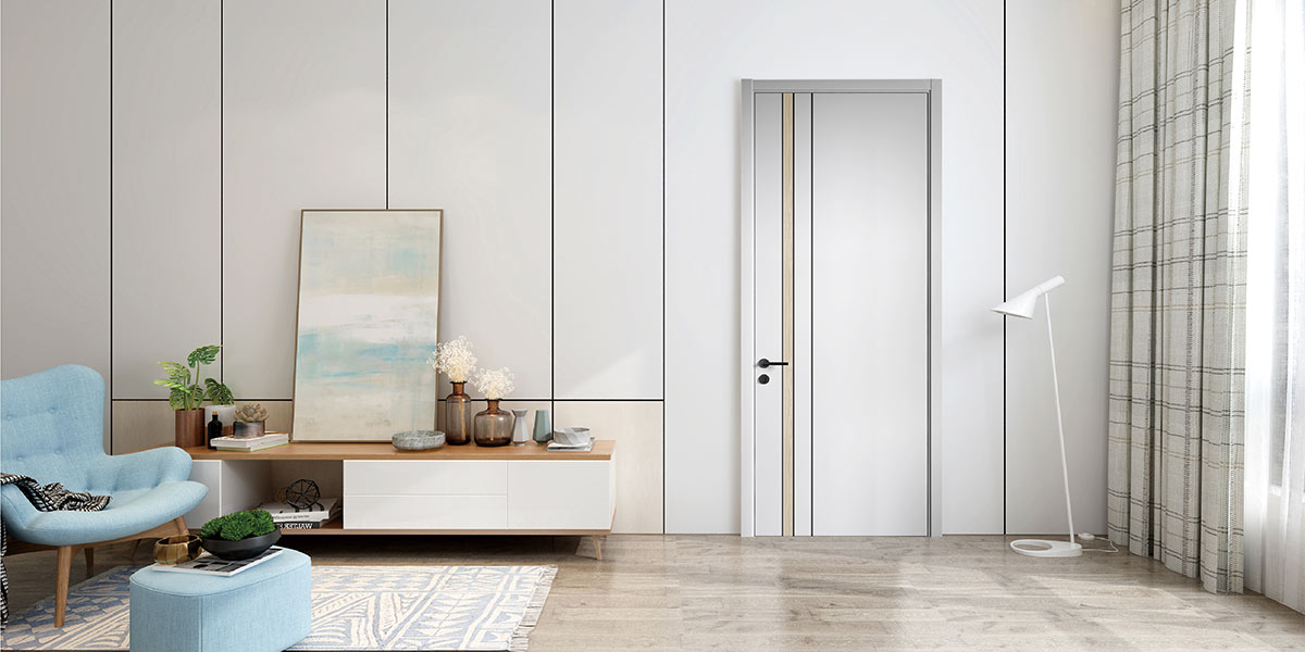 Light Grey PVC Wooden Designer Flush Door 
