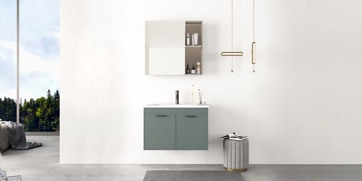 Modern Blue Gray Wall Hung Vanity Unit Modern Blue Gray Wall Hung Vanity Unit