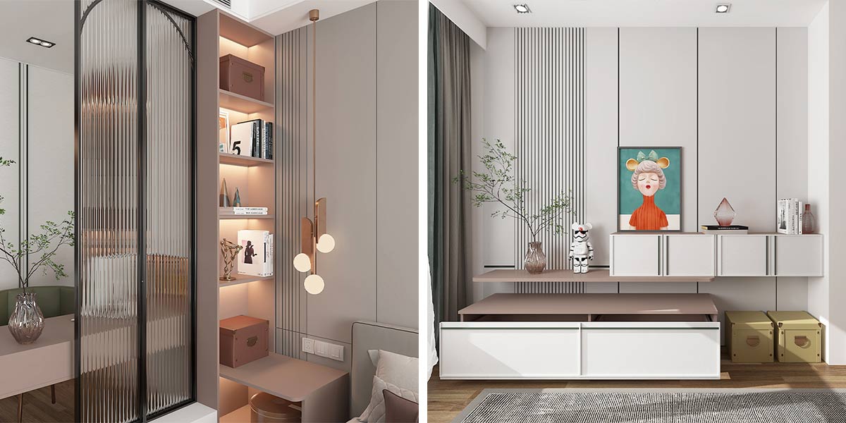 White and Pink Women Closet with Dressing Table White and Pink Women Closet with Dressing Table