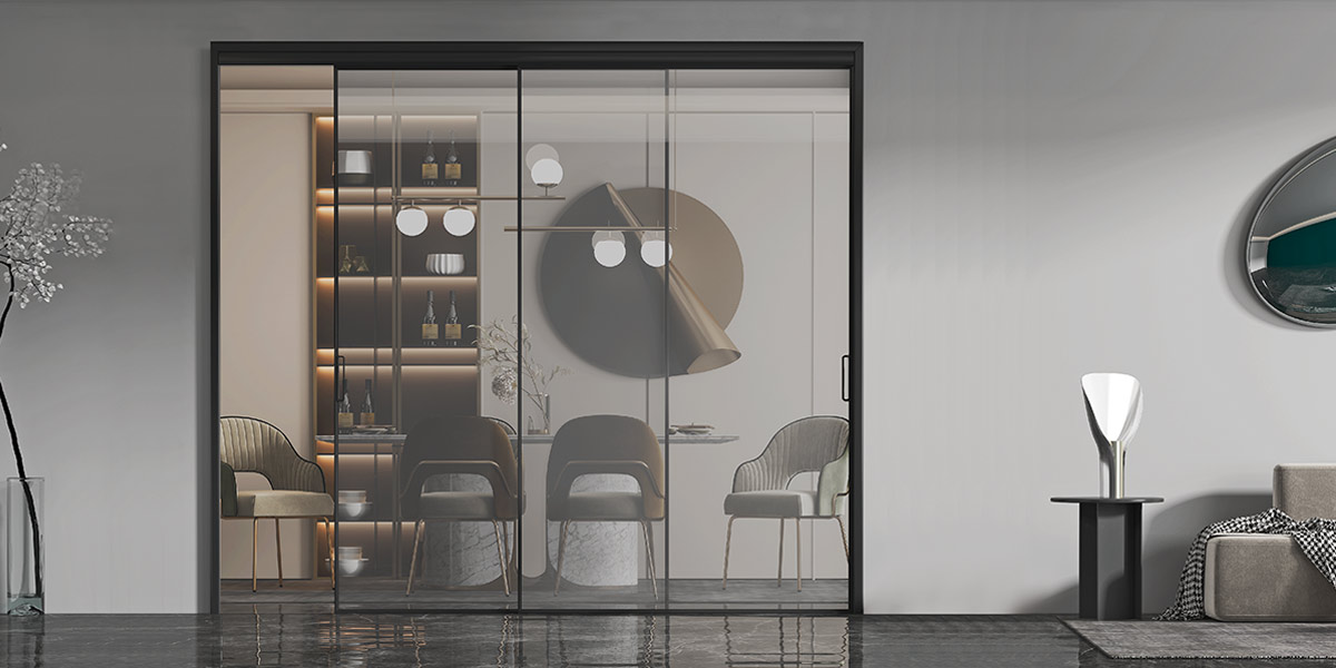 Black Frame 3 Door Sliding Glass Door
