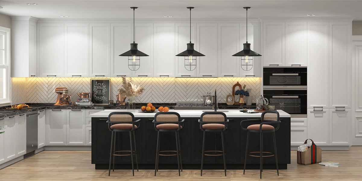 White Shaker Kitchen Cabinets with Black Island White Shaker Kitchen Cabinets with Black Island