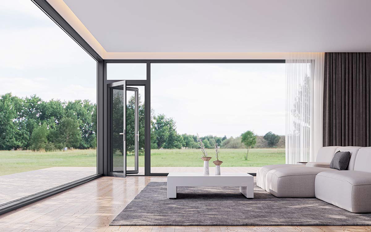 Aluminium Swing Door with Glass and Fly Screen