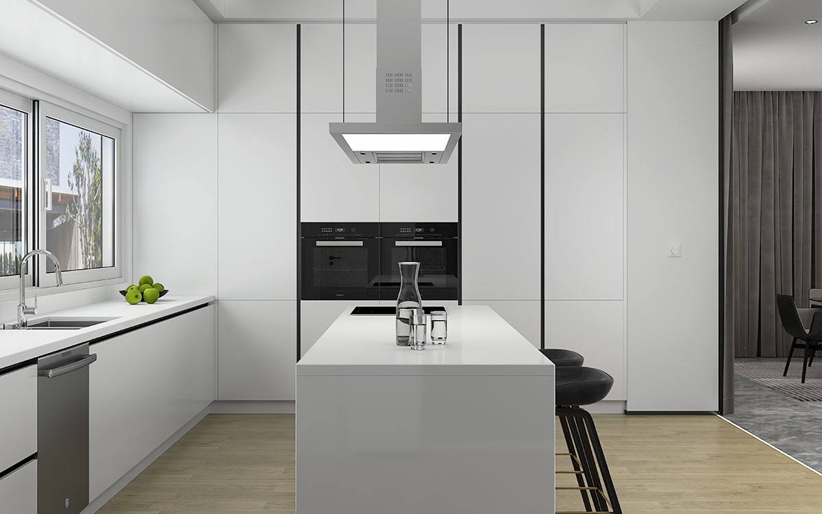 Minimalist Kitchen Design in White Minimalist Kitchen Design in White