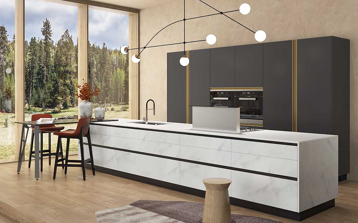 Modern Galley Kitchen in Grey and White Modern Galley Kitchen in Grey and White