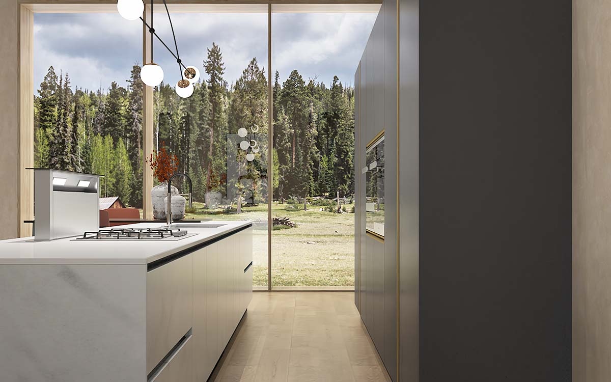 Modern Galley Kitchen in Grey and White Modern Galley Kitchen in Grey and White