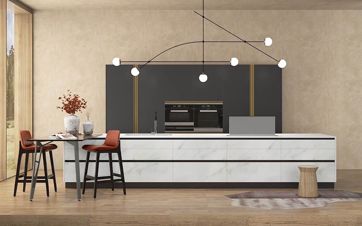 Modern Galley Kitchen in Grey and White Modern Galley Kitchen in Grey and White