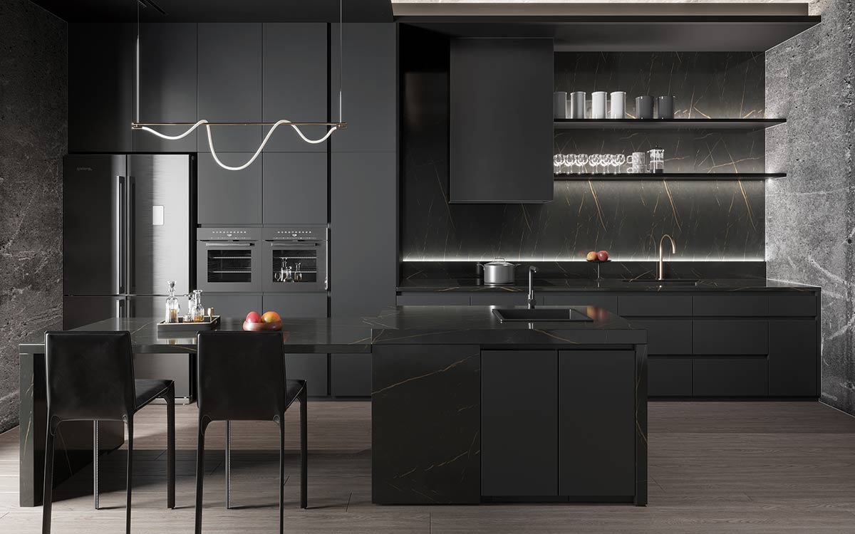matte dark grey kitchen
