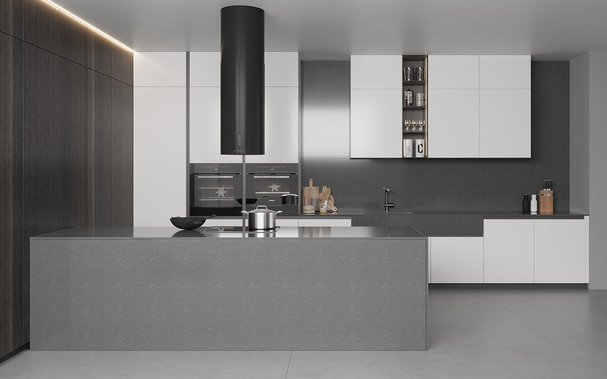 Painted White Kitchen with Grey Island Painted White Kitchen with Grey Island