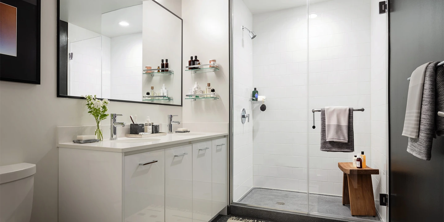 White Bathroom vanities Chicago Luxury Apartment Project