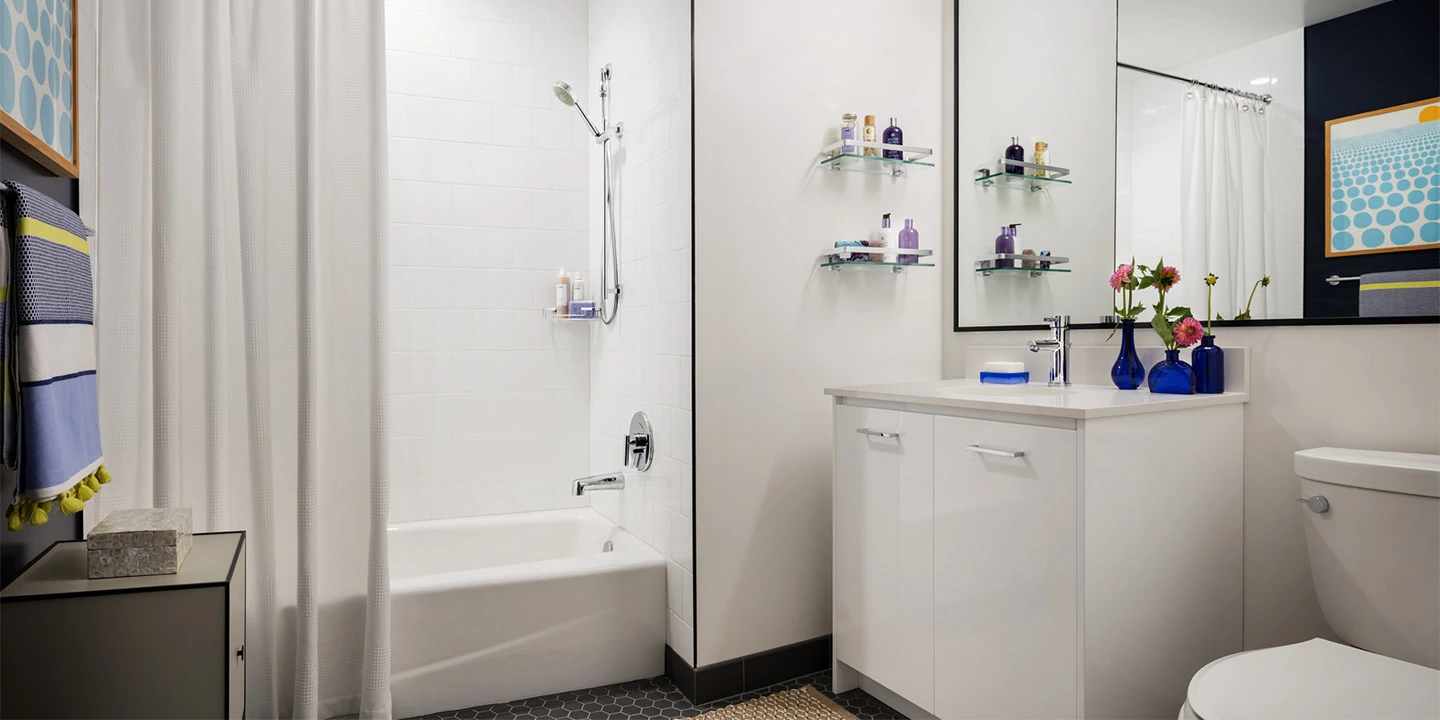 White Bathroom vanities Chicago Luxury Apartment Project