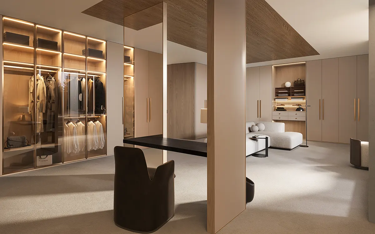 closet with dressing table Luxury Walk in Closet with dressing table