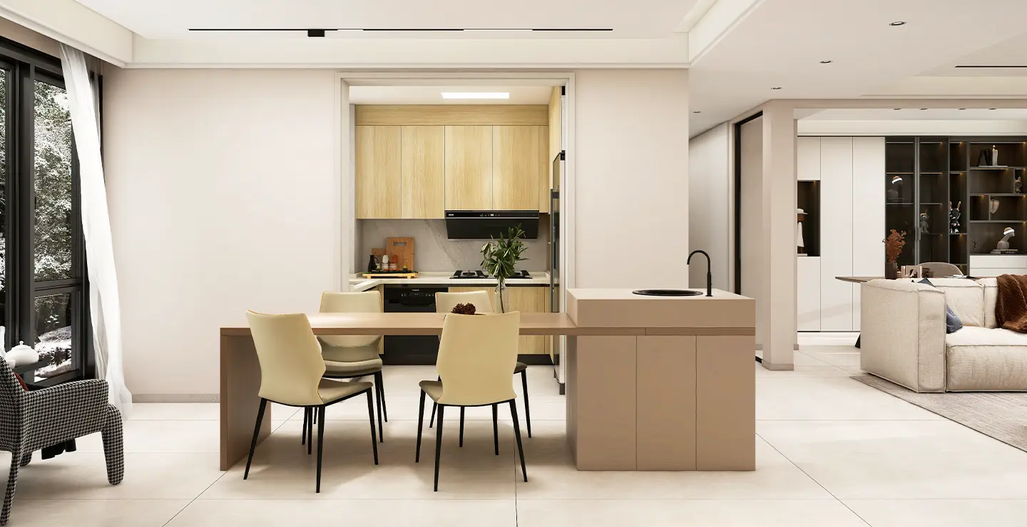 small kitchen and dining table in minimalist apartment design small kitchen and dining table in minimalist apartment design