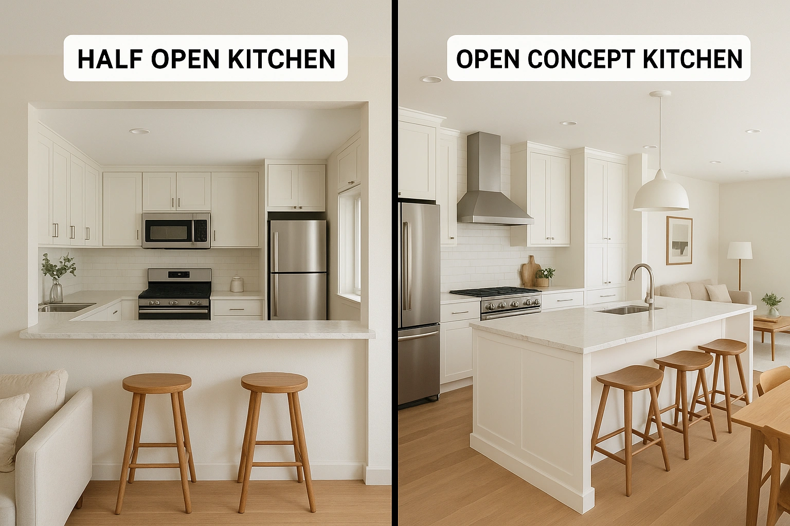 Half Open Kitchen vs. Open Concept: The Ultimate Design Showdown